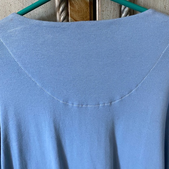 Baby blue 100% cotton top with full front zipper and 3/4 sleeves - Picture 4 of 5